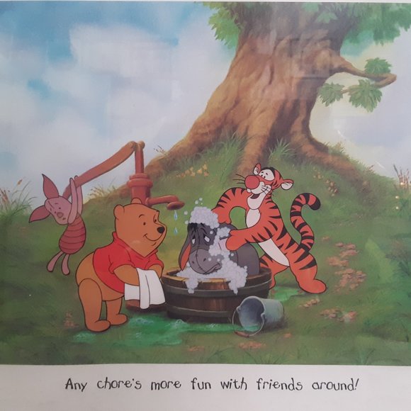 Vintage Winnie The Pooh - With Tigger, Piglet & Eeyore - 11x14 Framed Picture - Picture 2 of 4